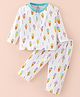 Child World Interlock Knit Full Sleeves Night Suit With Ice Cream Print - Sea Green