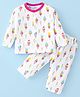 Child World Interlock Knit Full Sleeves Night Suit With Ice Cream Print - Rani