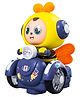 VELLIQUE Face Off Cartoon Bee Hot Transform Expression Led Light Singing and Glow Electric Dancing Bees Friction Toy Vehicle - Blue