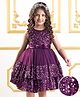 Mark & Mia Sleeveless Knee Length Sequined Layered Party Frock with Bow & Pearl Detailing - Purple