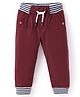 Mini Taurus Cotton Knit Full Length Solid Color Lounge Pant - Maroon