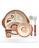 Bembika Baby Self Feeding Essential Baby Dinnerware Bamboo Fibre Dinner Set For Kids For Kids And Toddlers Monkey - Pack Of 5 (Brown)