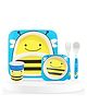 Bembika Baby Self Feeding Essential Baby Dinnerware Bamboo Fibre Dinner Set For Kids For Kids And Toddlers Honey Bee - Pack Of 5 (Yellow)