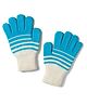 Model Knit Gloves with Stripe Design - Light Blue & White