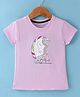 Doreme Single Jersey Knit Half Sleeves T-Shirt With Unicorn Print - Mauve