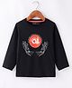 Doreme Single Jersey Knit Full Sleeves T-Shirt with Text Print  - Black