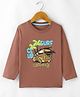 Doreme Single Jersey Knit Full Sleeves T-Shirt Surfing Print - Brown
