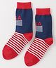 Model  Winterwear Striped Socks - Red & Blue