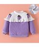 Kookie Kids Full Sleeves Top with Frill Detailing & Strawberry Embroidery - Lavender