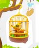 VGRASSP Sound Activated Chirping Single Bird in Hanging Cage - Clap to See The Moving Beak and Flapping Wings -  Beautiful Pinjra Bird Toy for Kids with LED Light - Color and Design May Vary