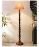Devansh Cotton Conical Wooden Floor Lamp - Grey
