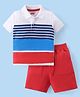 Babyhug Single Jersey Knit Half Sleeves Striped T-Shirt & Shorts Set - Multicolor