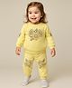 Babyoye 100% Cotton Solid Dyed Full Sleeves Winter Wear Suit With Floral Print - Yellow