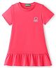 UCB Cotton Knit Half Sleeves Solid Frock  with Logo Print - Pink