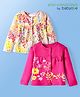 Babyoye Cotton Full Sleeves Floral Printed Jhablas with Bow Applique Pack Of 2 - White & Dark Pink