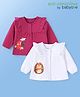 Babyoye 100% Cotton Knit Solid Dyed Full Sleeves Jhablas with Frill Detailing  Fox & Floral Print Pack of 2 - White &  Pink
