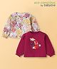 Babyoye Cotton Knit Full Peasant Sleeves Floral Printed Tops Pack of 2 - Red & White
