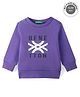 UCB Knit Full Sleeves Sweatshirt with Text Print - Purple
