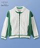 Arias Knitted Full Sleeves Collar Neck Front Open Sweater with Cable Knit Design - White