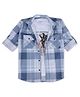 CAVIO Cotton Half Sleeves Checked  Shirt And Tee - Blue