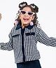 Pine Kids Full Sleeves Pull Over Sweater with Check Print - Navy & White