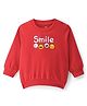 Doodle Poodle 100% Cotton Light Weight Looper Knit Full Sleeves Sweatshirt with Emoticons Print - Red