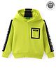 UCB Full Sleeves Hooded Sweatshirt with Seam Seal Pocket & Text Print - Neon Green