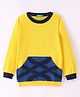 UCB Knitted Full Sleeves Pullover Printed Sweater with Pocket - Yellow