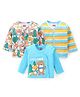 Babyhug 100% Cotton Full Sleeves Front Open Vests Teddy Print Pack of 3 - Multicolour