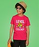 NUSYL Cotton Half Sleeves Level Champ Text Printed Tee - Hot Pink