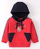 Cucumber Looper Full Sleeves Hooded Sweatshirt Text Print with Pockets - Red