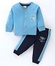 Cucumber Sinker Knit Full Sleeves Night Suit With Airplane Print -  Blue