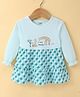 CUCUMBER  Interlock Knit Full Sleeves Frocks with Giraffe Print - Blue