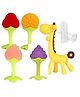 Sparkle Joy Baby Silicone Toothbrush Giraffe & Fruit Teether Combo Pack Of 6 Non Toxic Teething Toys - Multicolor