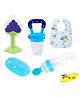 Sparkle Joy Baby Fruit Feeder Pacifier Silicone Baby Food Dispensing Spoon 90 ml Fruit Teether Finger Brush & Baby Bib Combo - Multicolor