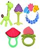 Sparkle Joy Baby Silicone Giraffe Rattle & Fruit Teether Combo Pack Of 5 Non Toxic Teething Toys - Multicolor