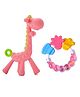 Sparkle Joy Silicone Combo Of Giraffe Shape & Rattle Handle Teethers - Multicolor