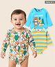 Babyhug 100% Cotton Knit Full Sleeves Onesies with Striped & Animal Print Pack of 3 - Blue White  & Green