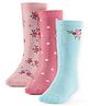 Cute Walk by Babyhug Terry Knit Anti-Bacterial Ankle Length Floral & Polka Dots Design Socks Pack of 3 - Pink Peach & Blue