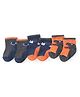 Cute Walk by Babyhug Anti-Bacterial Ankle Length Dino Design Sock Pack of 3 - Grey Blue & Orange
