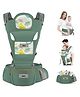 Golden Bee Comfort Nest Hip Seat Baby Carrier with Multi Carry Positions, Ergonomically Designed Carrier for Newborn to Toddler, Cotton Fabric with Breathable Mesh, Suitable for All Seasons  , maximum weight up to 20 kg - Green