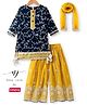 Babyhug Georgette Woven Three Fourth Sleeves   Sequins Embroidered Kurti Sharara & Dupatta Set - Teal & Yellow
