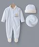Kookie Kids Full Sleeves Romper With Text Patch & Hat - White