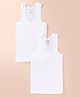 John Cotton Knit Sleeveless Vest Solid Colour Pack  of 2 - White