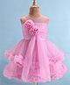 Bluebell Net Sleeveless One Piece Frock with Floral Applique- Pink