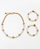 Lime By Manika Pearl & Filigree Beads embellished Choker Necklace & Bracelets Set - Off White & Golden