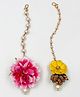 Lime By Manika Set Of 2 Floral Embellished Maang Teekas - Yellow & Magenta