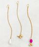 Lime By Manika Set Of 3 Pearls & Ghungroos Detailed Maang Teekas - Gold & Magenta