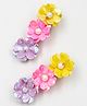 Lime By Manika Set Of 2 Glam Flowers Embellished Hair Clips - Pink Mauve & Yellow