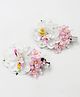 Lime By Manika Set of 2 Flowers & Pearls Embellished  Hair Clips - White & Pink